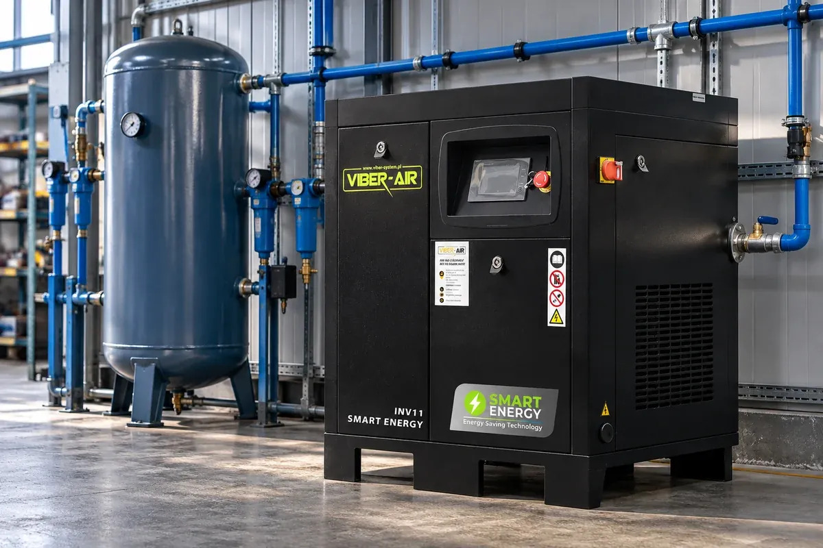 Інверторний гвинтовий компресор Viber-Air SMART ENERGY у промисловій пневматичній системі